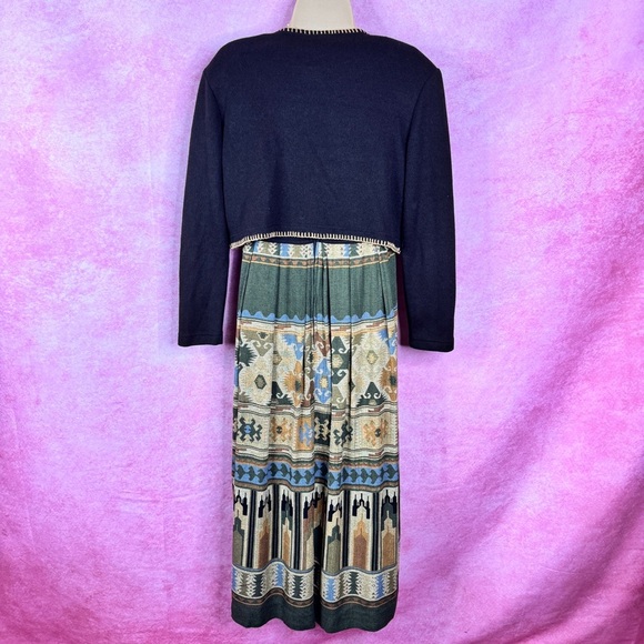 203. Karin Stevens Petites Maxi Dress w/ Cropped Jacket Black Multicolor Sz 12 - Picture 3 of 8